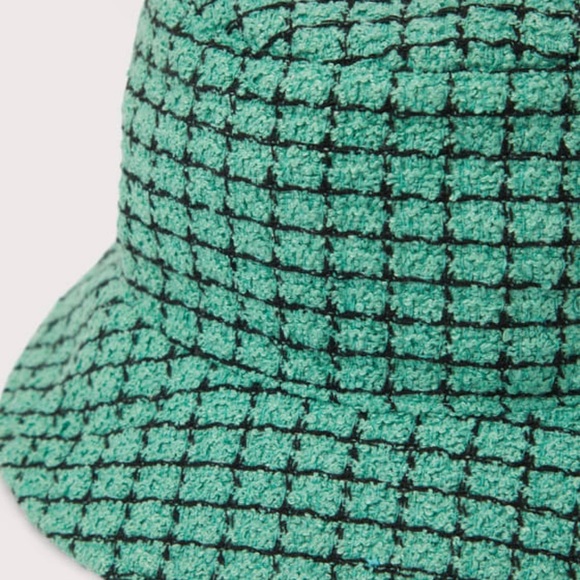 NWT Lulus Posh Trend Mint Green Boucle Plaid Textured Women’s Bucket Hat - Picture 2 of 5